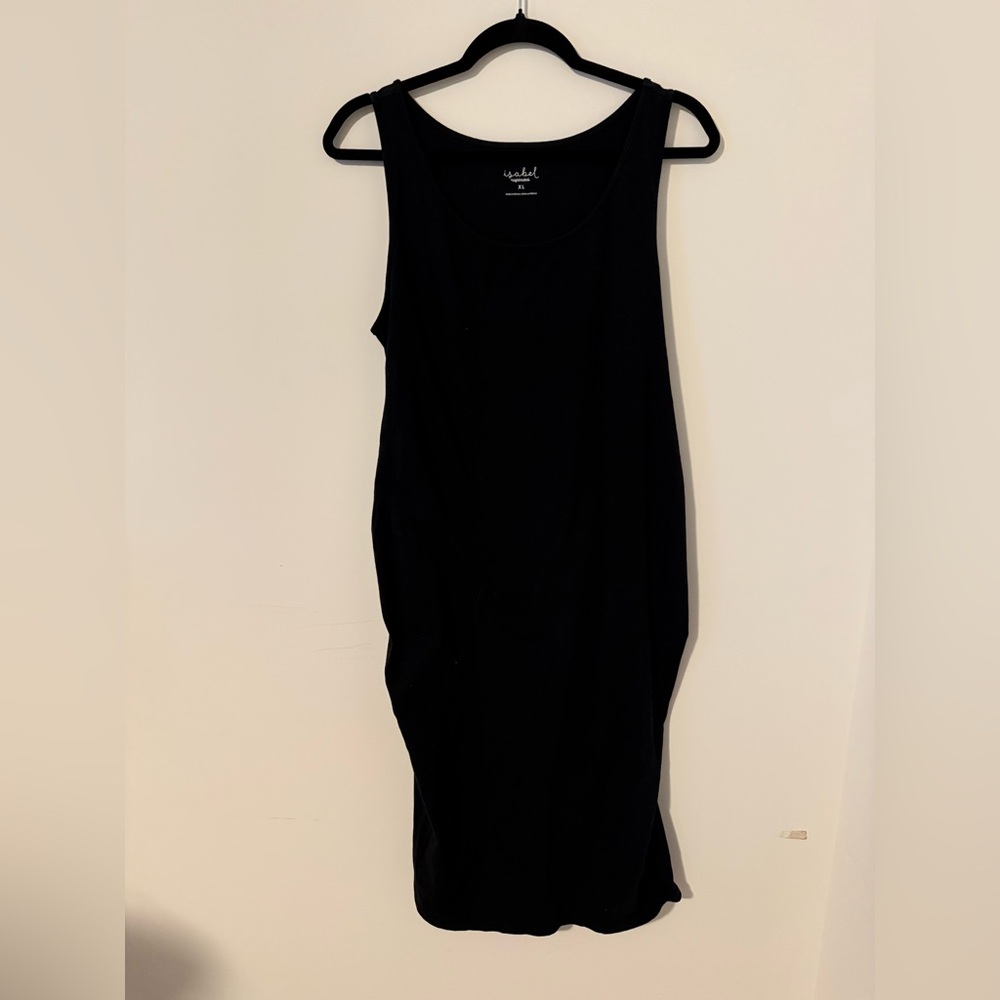 Ingrid & Isabel Black Maternity Sleeveless Dress With Ruching Sz XL